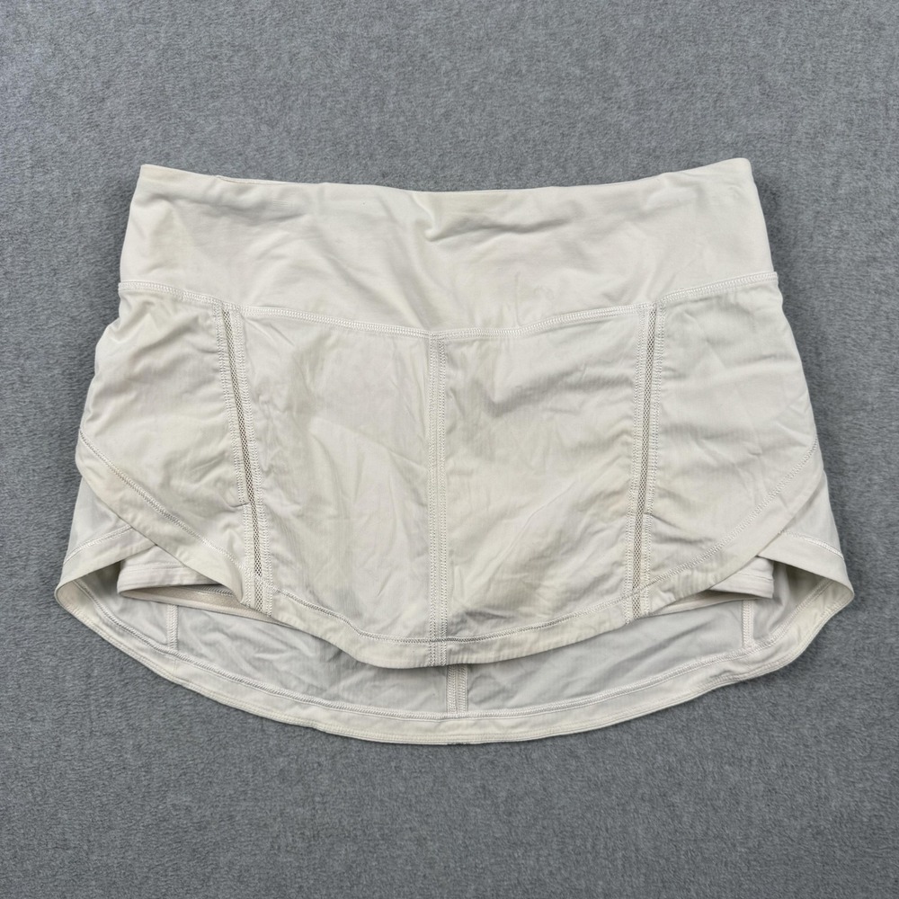 Lululemon Skort Womens 8 White Running Athletic Built In Shorts Mini Pull On